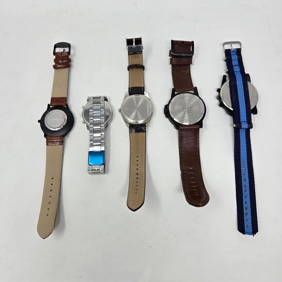 Men's Fashion Watch Lot of 5 Wrist Society Wonder Gonera Brigada Silver Leather - Picture 3 of 16